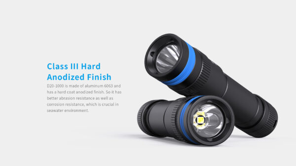 XTAR D20 1000 lumen Dive Light - Image 7