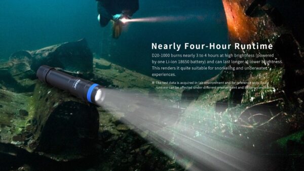 XTAR D20B 1000 lumen Dive Light - Image 3
