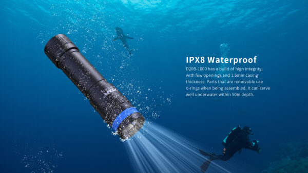 XTAR D20B 1000 lumen Dive Light - Image 4