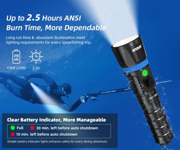 XTAR Hunter DH1 1600 Lumens Dive Light - Image 4