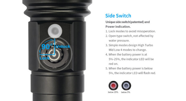 XTAR Whale D26W(Warm) 1000 lumen Dive Light - Image 4